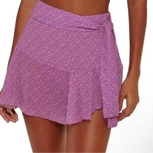 Vix Paula Hermanny size large Purple Floral Mini Skirt swimsuit coverup
